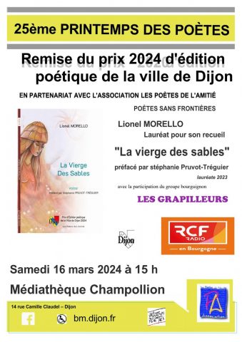 Remise du prix de poésie de la ville de Dijon 2024 à Lionel Morello - 1