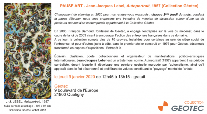 PAUSE ART – Jean -Jacques Lebel, Autoportrait, 1957 (Collection Géotec) - 0